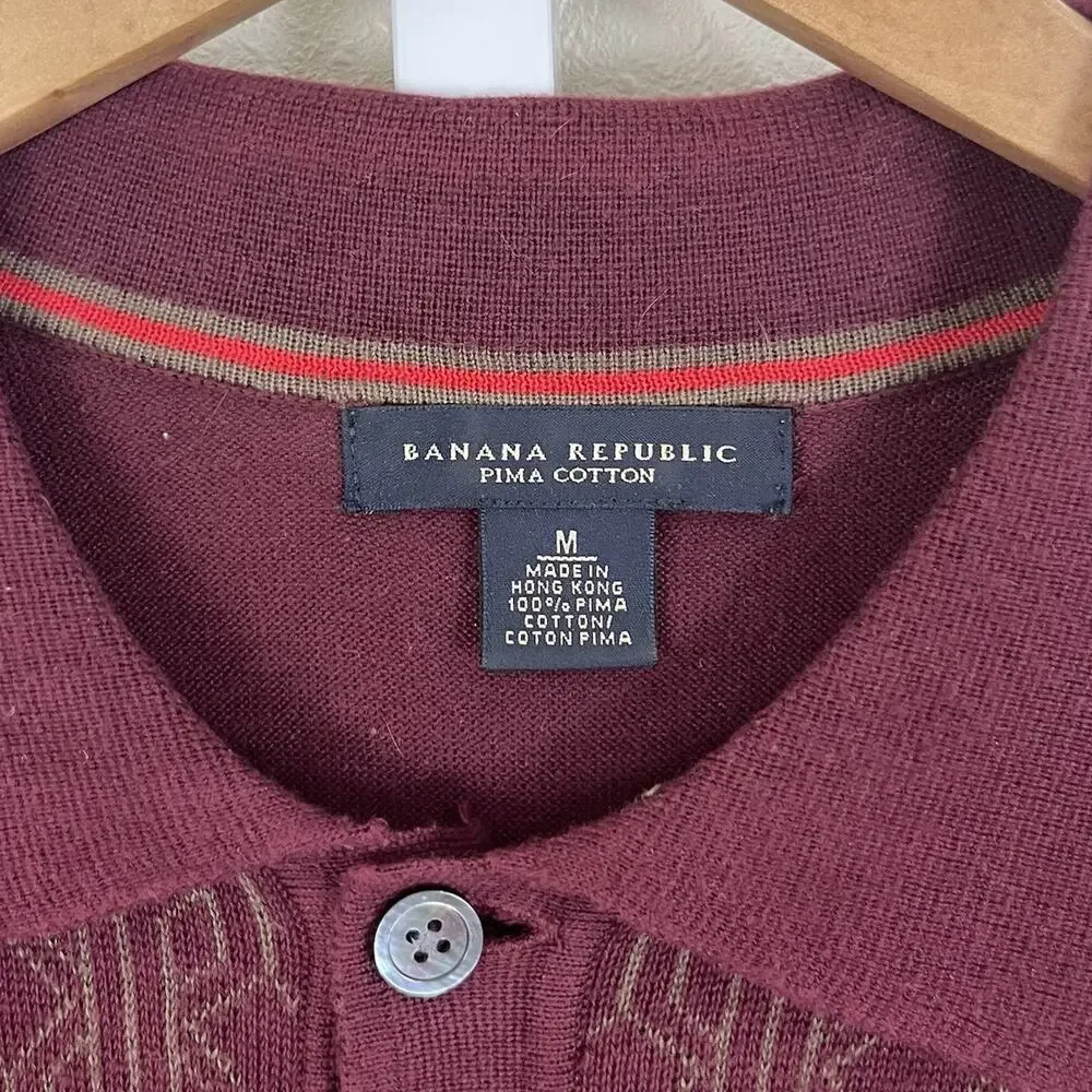 Vintage Banana Republic Pima Cotton Knit Polo Shirt Mens Medium